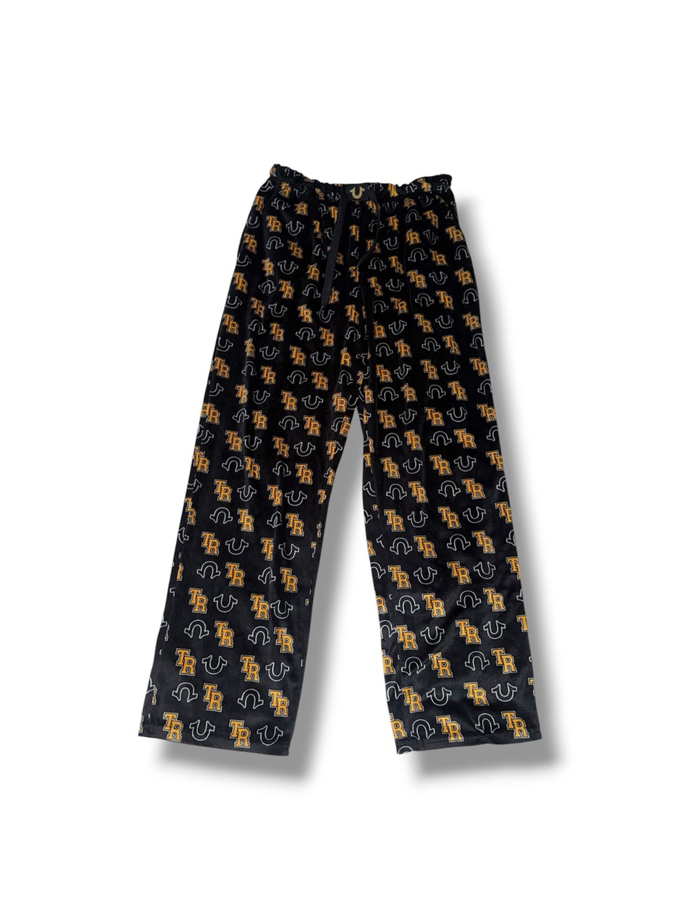 True Religion Black Lounge Pants with Yellow Logo Print